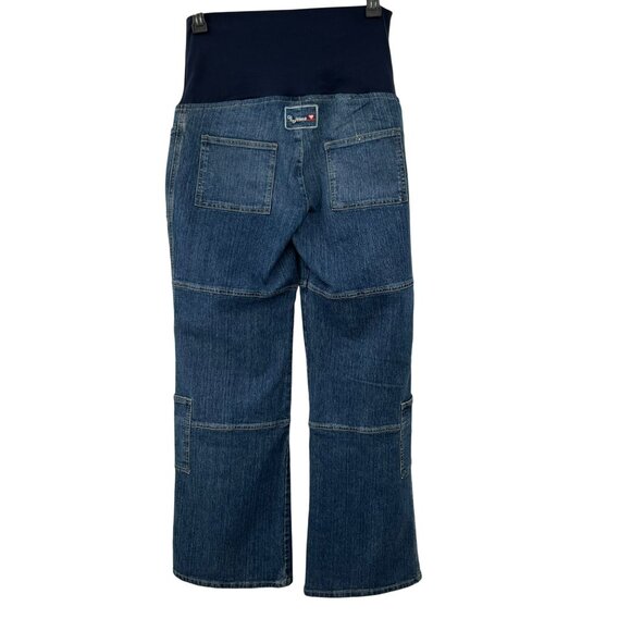 Vintage Ramilee Maternity Cargo Jeans Size 3 M/L 10/12? Stretch Denim Blue Used - Picture 2 of 16